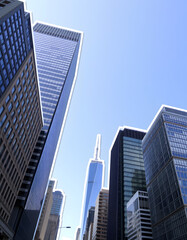 towering urban skyscrapers, sticker style. with white shades