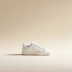 White sneakers on beige background