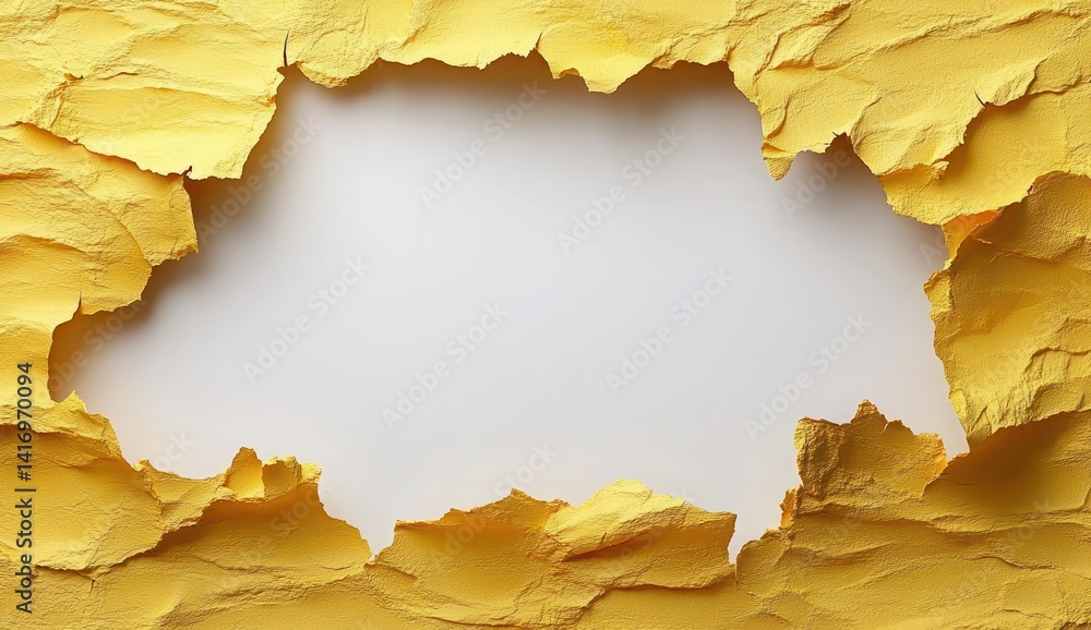 Aufkleber bright yellow torn paper frame with blank white space for creative design projects and visual conten