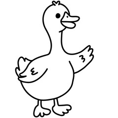 Cute funny goose outline duck icon