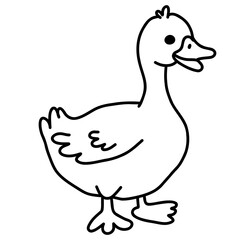 Cute funny goose outline duck icon