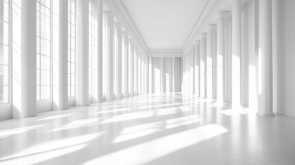 Fototapeta premium Grand white colonnaded hall