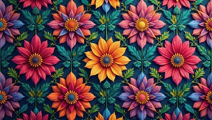 Intricate floral design, repeating seamlessly ,  arabesque,  flowers