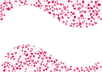 ハート柄の背景 赤系の3色 フチと単色 ハート