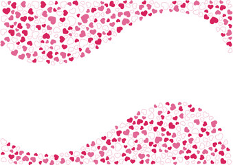 ハート柄の背景 赤系の3色 フチと単色 ハート