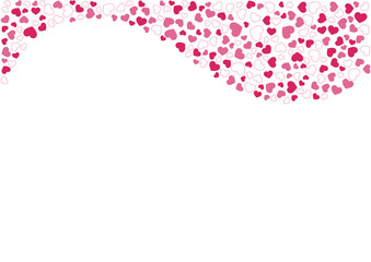 ハート柄の背景 赤系の3色 フチと単色 ハート