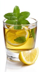 Fototapeta premium Refreshing Lemon Mint Tea in Glass - Healthy Lifestyle
