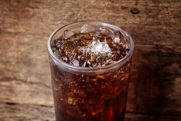 Cola drink with ice cubes
