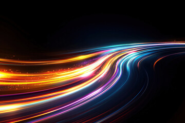 Colorful light streaks creating a dynamic flow
