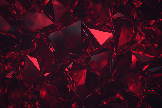 Abstract ruby red crystal structure close-up - Powered by Adobe