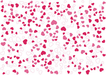 ハート柄の背景 赤系の3色 フチと単色 ハート