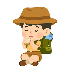 Cartoon Child Enjoying a Snack Outdoors