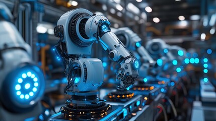 Fototapeta premium Futuristic Robot Arm in a Factory Setting