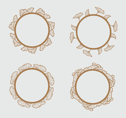 Hand drawn floral circle frame collection design isolated on white background