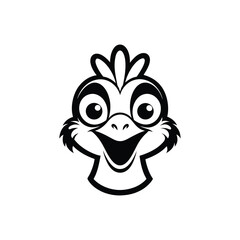 a black outline cartoon peacock head.eps