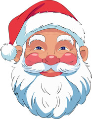 Vector image of Santa Claus head. Isolated on transparent background.