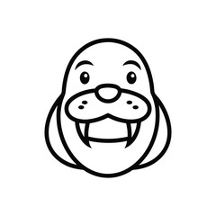 a black outline cartoonish walrus head.eps