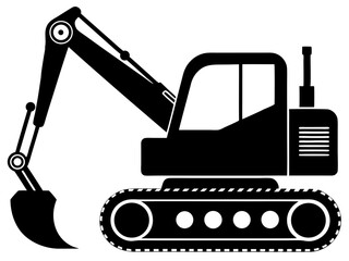 Excavator Silhouette Vector Design, Excavator SVG File, Construction Vehicle Icon