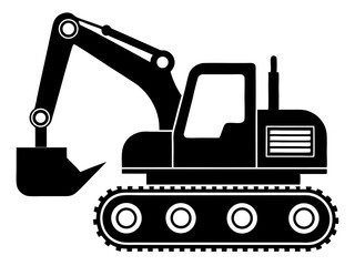 Excavator Silhouette Vector Design, Excavator SVG File, Construction Vehicle Icon