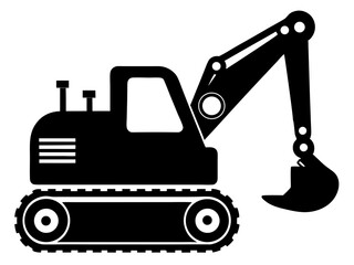 Excavator Silhouette Vector Design, Excavator SVG File, Construction Vehicle Icon