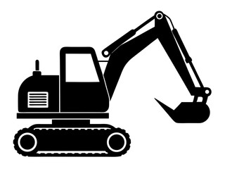 Excavator Silhouette Vector Design, Excavator SVG File, Construction Vehicle Icon