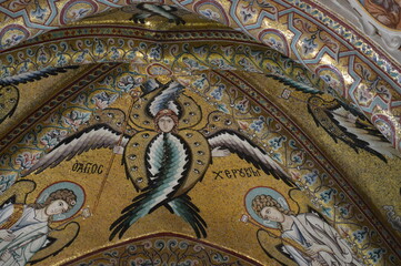 Sicilia, Cefal&ugrave;,la Cattedrale, mosaico del Cristo pantocratore