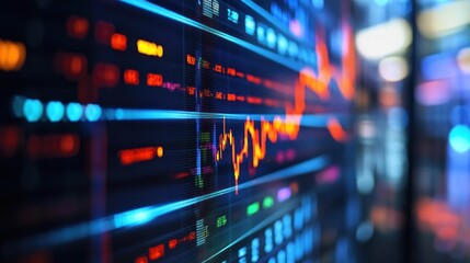 Fototapeta premium Financial data displayed on a large screen