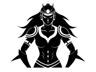 Fototapeta premium Female Warrior Silhouette Vector Design, Warrior Woman SVG, Strong Heroine SVG