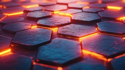 Hexagonal glowing stone surface