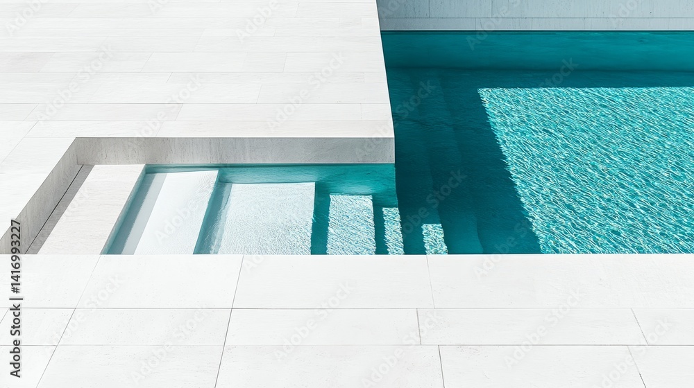 Aufkleber architecture-focused image of a minimalist pool with sharp lines, muted color palette, and modern fi