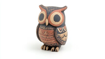 Handcrafted Wooden Owl Figurine Rustic Brown and Black Decor
