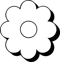 retro-style black and white graphic elements including geometric shapes