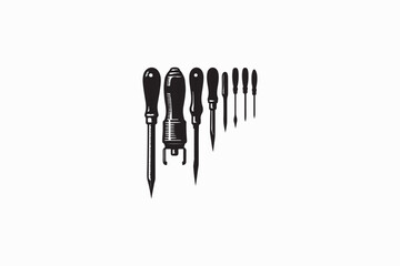 Awl tools vector silhouette black and white image adobe illustrator.