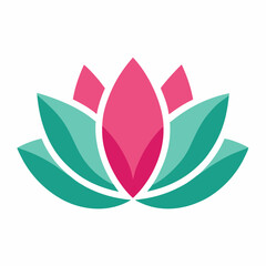 Colorful lotus flower icon vector on white background.