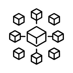 Obraz premium Blockchain concept with interconnected cubes in minimalistic style 