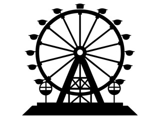 Ferris Wheel Silhouette Vector Design, Amusement Park SVG, Carnival Ride
