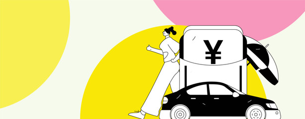 Naklejka premium Flat vector concept operation hand drawn illustration of people taking a taxi 