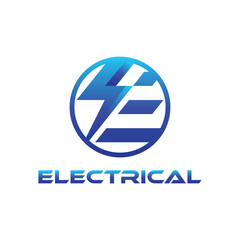 Simple and modern E letter logo vector and lightning symbol. Perfect for construction, electrical or logo related industries.
