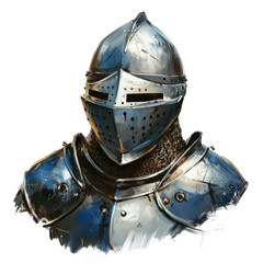 Naklejka premium Detailed depiction of medieval knight's head armor.
