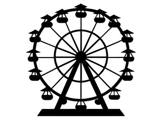 Ferris Wheel Silhouette Vector Design, Amusement Park SVG, Carnival Ride