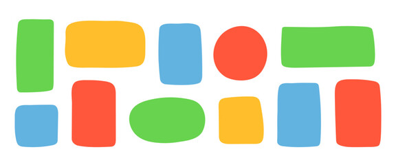 Doodle colorful textbox frames.Hand-drawn simple forms, empty templates, freehand shapes.