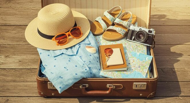 Mala de viagem cheia de recorda&ccedil;&otilde;es e momentos unicos