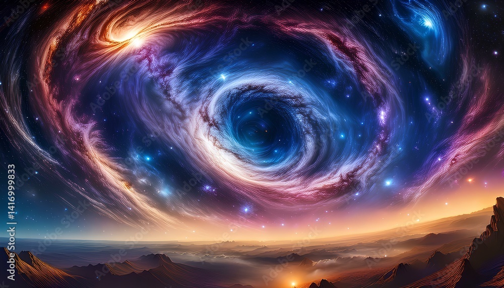 Poster fractal burst background. an explosion of color and light. lead light fractal nature