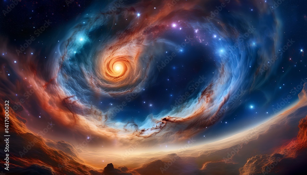 Aufkleber abstract space background illustration. Cosmic nebula in space with a background of stars.