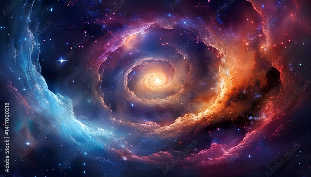 Poster abstract space background illustration. Cosmic nebula in space with a background of stars.