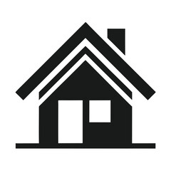 Simple House with Chimney Vector Icon