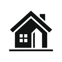 Simple House with Chimney Vector Icon