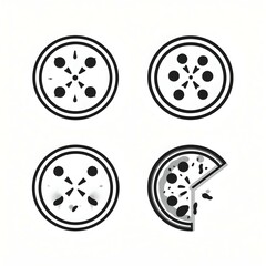 Set of Pizza Icon Italian Gourmet Cuisine Fast Food Meal Baked Pizzeria Oven Dish Takeaway Vector Line illustration