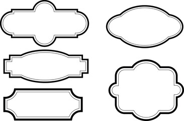 Set blank retro vintage labels on the  transparent background.  Badges shape collections. Vector illustration. Template for patch, insignias, overlay.