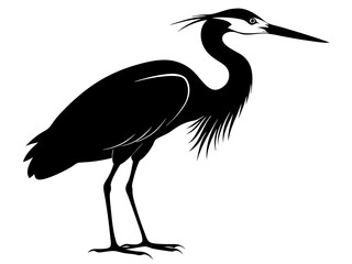 Heron Silhouette Vector Design, Heron SVG Clipart, Elegant Bird Icon